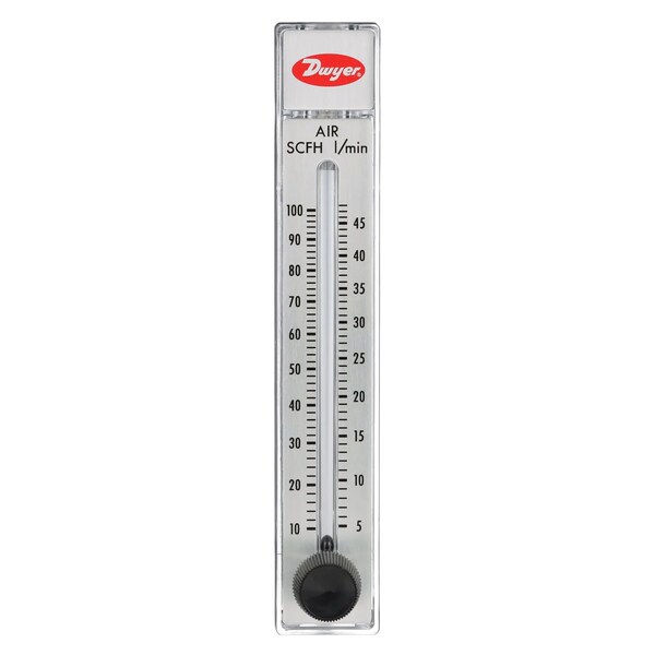 Flowmeter, range 10-100 SCFH/5-50 LPM air.